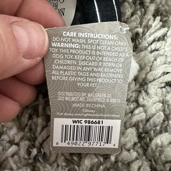 Nightmare Before Christmas Disney Plush Dog Toy Jack Skellington Squeaker - Picture 5 of 6